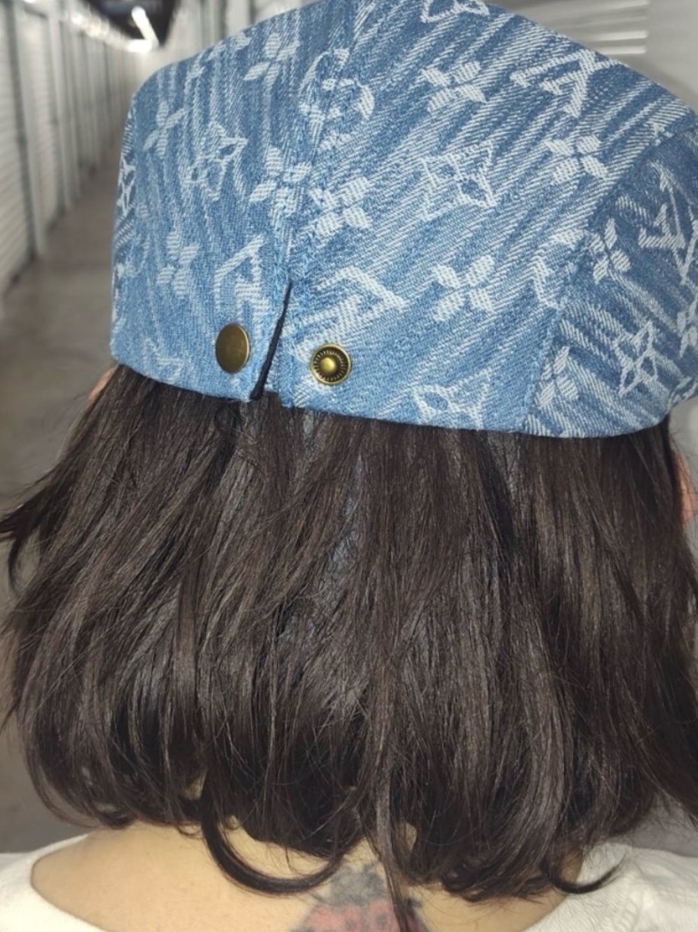 Louis Vuitton Blue Monogram Denim Newsboy Cap - Picture 3 of 6